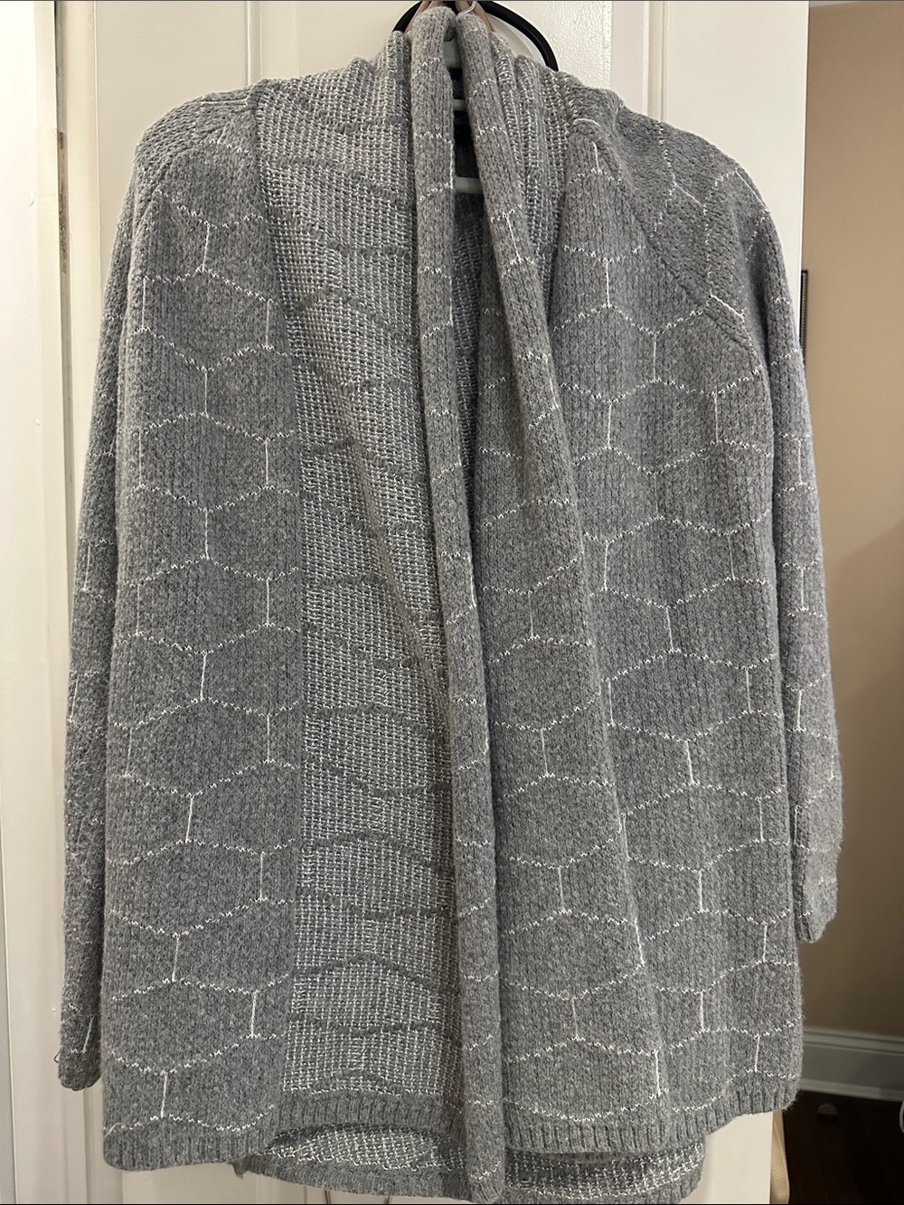 Ann Taylor Gray Knit Open-Front Cardigan
